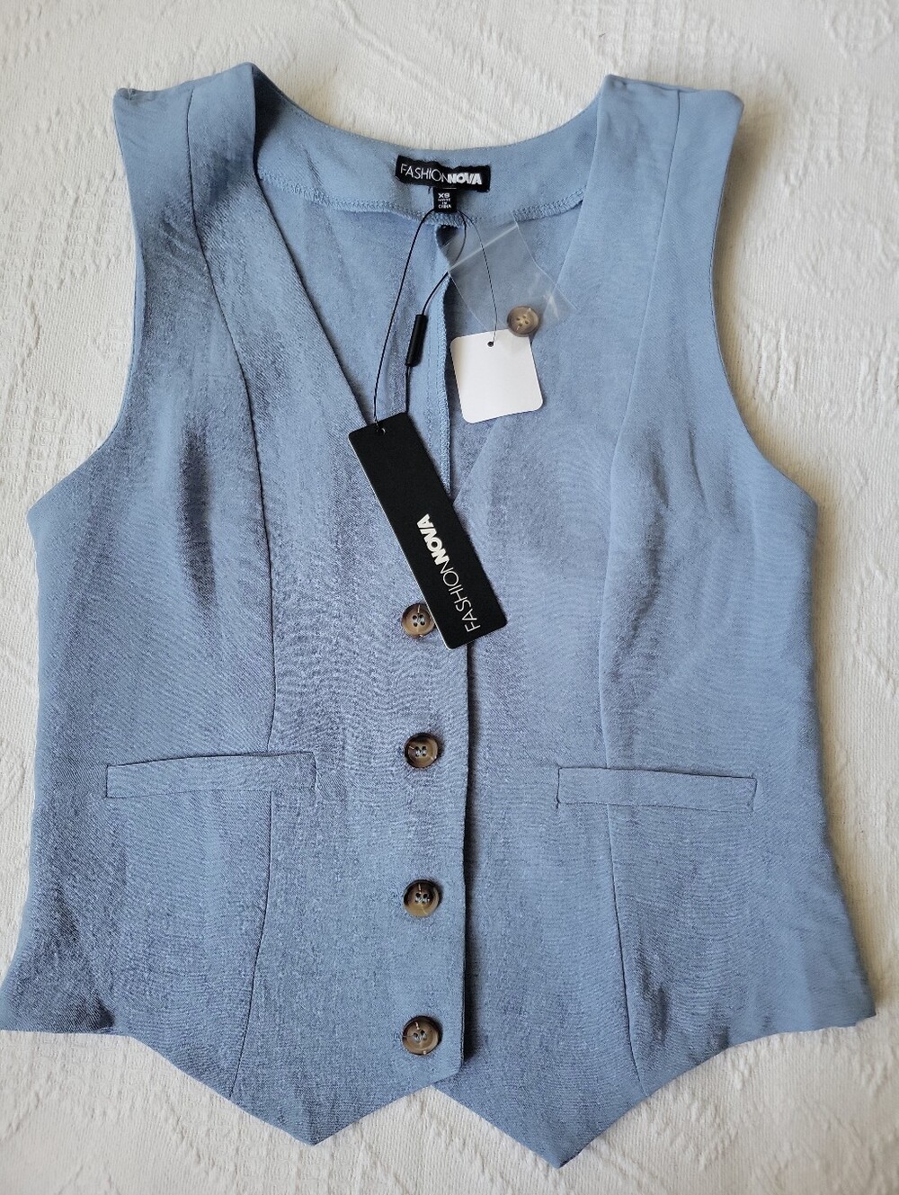 Fashion Nova Women's Sky Blue Tailored Vest